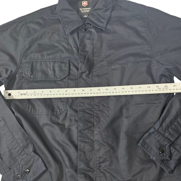 Victorinox Men's L Black Long Sleeve Button-Up Shirt Jacket Swiss Army Knife - Picture 2 of 9